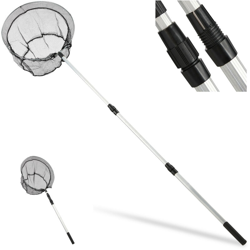 Relaxdays Guadino da Pesca, Asta Telescopica 60-130 cm, Pieghevole, Leggero, Stabile, Rete D: 36 cm, Nero-Argento precio
