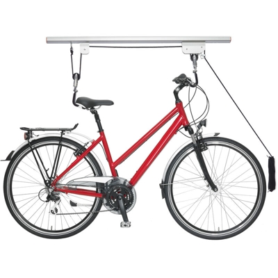 Relaxdays - Portabici da Soffitto fino a 20 Kg, Appendi Bicicletta con Catenella, Garage & Cantina, Supporto, Argento/Nero
