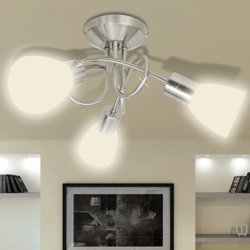 Lampada da Soffitto con Diffusori in Vetro per 3 lampadine E14 - Bianco precio