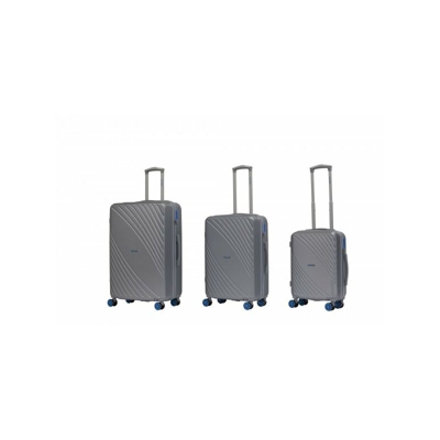 Set 3 Valigie Trolley in ABS con ruote e maniglie chiusura TSA Naresi silver blu - Ravizzoni
