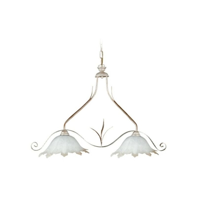 E-energy - Sospensione Aurora 2Xe27 Montatura Anticata Vetro Alabastro Bianco Sfumato Ambra L.85-H.56-H.120