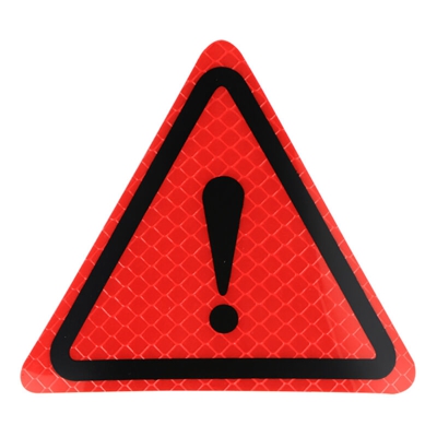 Segnale di pericolo triangolo adesivo GM riflettente diamante rosso fluorescente