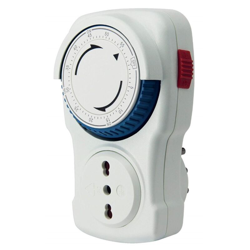 58108 Timer Meccanico, Regolazione di Countdown Fino a 60 Min. Spina 16A a Presa bivalente 10/16 A, Bianco - Electraline en oferta