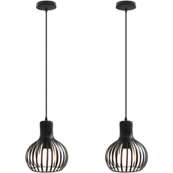 2Pcs Lampadario Antico Lampada a Sospensione Industriale E27 Luce Pendente Retrò Nero Luce Sospesa Vintage per Soggiorno Camera da Letto Del Caffè en oferta