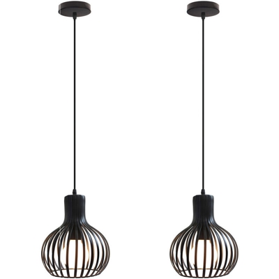 2Pcs Lampadario Antico Lampada a Sospensione Industriale E27 Luce Pendente Retrò Nero Luce Sospesa Vintage per Soggiorno Camera da Letto Del Caffè