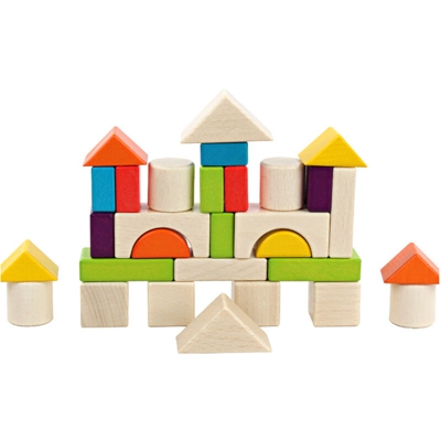30 blocchi di legno colorati ammucchiati come giocattoli educativi