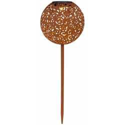 LED Solar Plug Lampada Decor Braid Sphere Ground Spike Garden Apparecchio per esterni Rusty Globo 33743R en oferta
