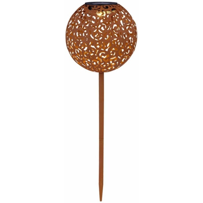 LED Solar Plug Lampada Decor Braid Sphere Ground Spike Garden Apparecchio per esterni Rusty Globo 33743R