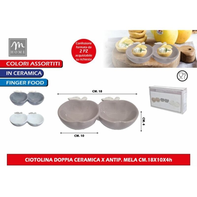 CIOTOLINA DOPPIA CERAMICA X ANTIP. MELA CM.18X10X4h