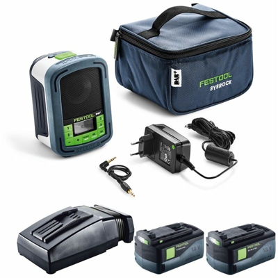 Festool Sysrock BR 10 Radio digitale DAB+ ( 202111 ) + 2x Batterie BP 18 Li 5,2 AS + Caricabatterie TCL 6