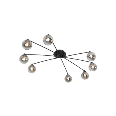 QAZQA Plafoniera athens - rustico - Vetro,Acciaio - Nero - Tondo Max. 8 x Watt