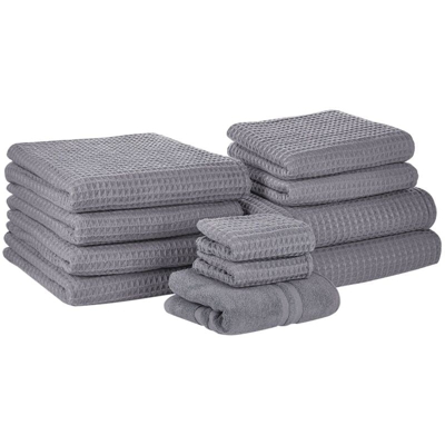 Set di 11 asciugamani in cotone grigio AREORA