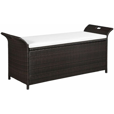 Cassapanca con Cuscino 138 cm in Polyrattan Marrone