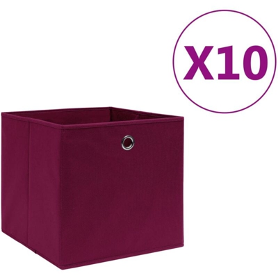 Contenitori 10 pz in Tessuto non Tessuto 28x28x28cm Rosso Scuro - Rojo - Vidaxl