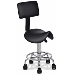 Costway - Sgabello da Estetista, Sedia per Parruchiere, Sgabello a Sella per Massaggio con Schienale e Poggiapiedi, Regolabile in Altezza, Girevole a características