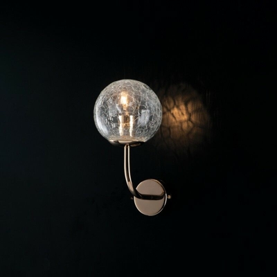 Applique in ferro oro lucido 1 luce con sfere in vetro soffiato