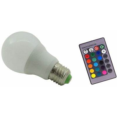 Lampadina led luce rgb piu bianco freddo 5w watt e27 telecomando multicolor DR