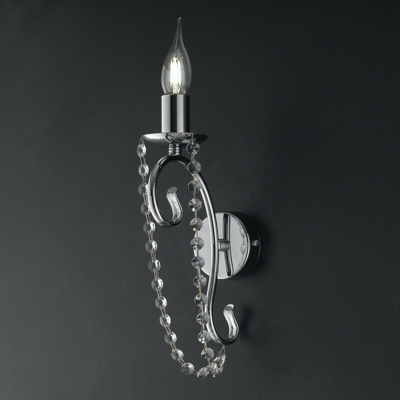 Applique in ferro cromato 1 luce con strass ottagonali in cristallo K9