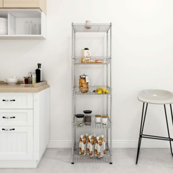 Scaffale da Cucina 5 Ripiani 45x35x150 cm Ferro Cromato 250 kg - Plateado - Vidaxl en oferta