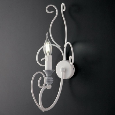 Applique muro bianco in ferro bianco e grigio vintage cm 42