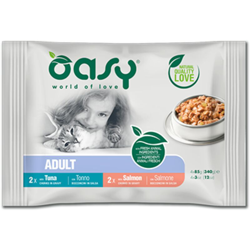 Oasy Multipack Adult 2 Tonno + 2 Salmone bocconcini - 4 x 85 gr en oferta