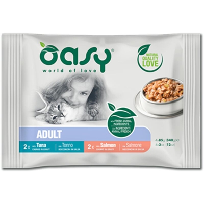 Oasy Multipack Adult 2 Tonno + 2 Salmone bocconcini - 4 x 85 gr