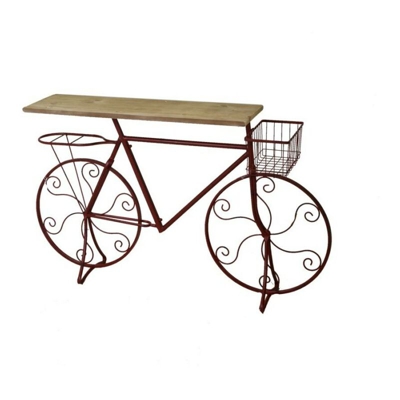 Tavolo design arredo ferro bicicletta rosso cm123x28x74.5