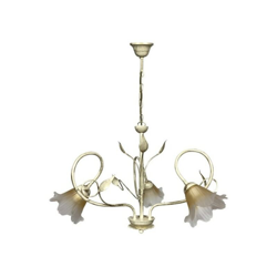 E-energy - Lampadario Melania 3Xe14 Montatura Avorio Oro Vetro Satinato Sfumato Ambra Diam.62-H.49-L.110 precio