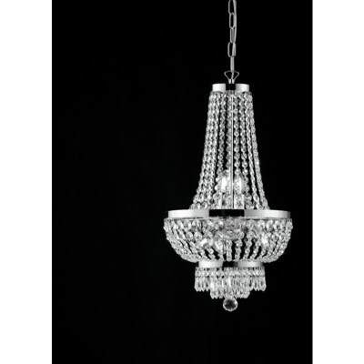 Bonetti - Lampadario stile impero in ferro e ottone cromato 5 luci con strass