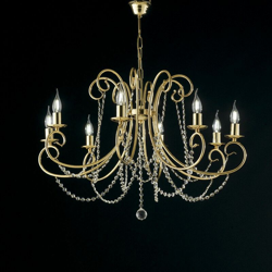 Bonetti - Lampadario in ferro dorato 8 luci con strass ottagonali barocco precio