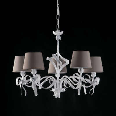 Bonetti - Lampadario romantico tortora shabby con paralumi cm 70