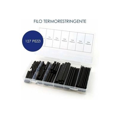 Grecoshop - Filo/Guaina termorestringente in sezioni per cavi elettrici 127 pezzi