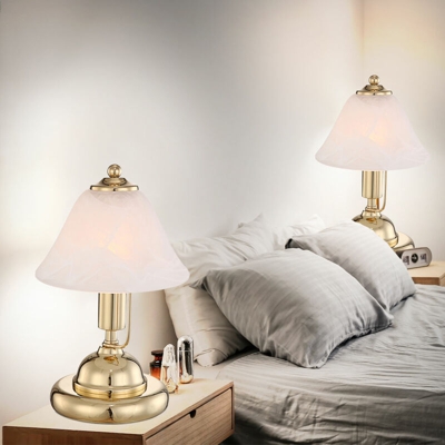 Etc-shop - Set di 2 Night Light Glow Lettura di ottone dorato Spotlight Alabaster Optics Glass Lamps Touch Switch