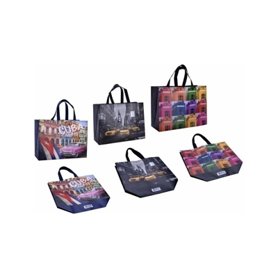 Shopping bag/Sacchetto antistrappo riutilizzabile/Cool Bag varie fantasie set 3 pz - Mod. Big