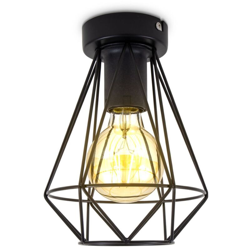 I Plafoniera a filo I 1-fuoco I E27 I Vintage I 165 mm di diametro I nero I senza lampadina - B.k.licht precio