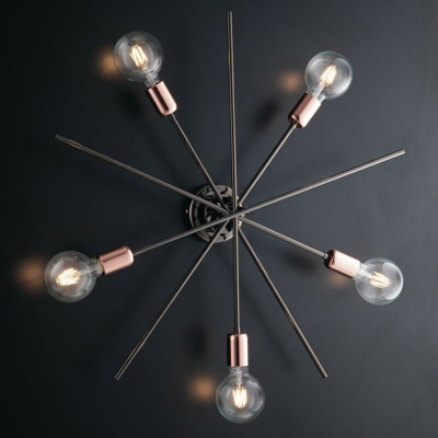 Plafoniera moderna industrial ferro cromo nero con rifiniture oro rosa