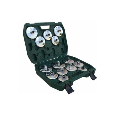 Chiavi per filtro olio a tazza/bussola cromate set 14 pz in valigetta