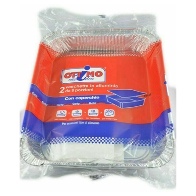 Ottimo - VASCHETTA ALLUMINIO CON COPERCHIO - 8 porzioni, pz.2