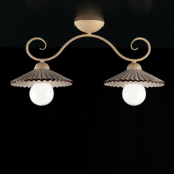 Bonetti - Plafoniera in ferro laccato avorio decape 2 luci con diffusori in ceramica características