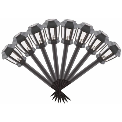 Set di 8 luci esterne solari del LED luci del giardino antracite spina picco decorativo lampade in piedi