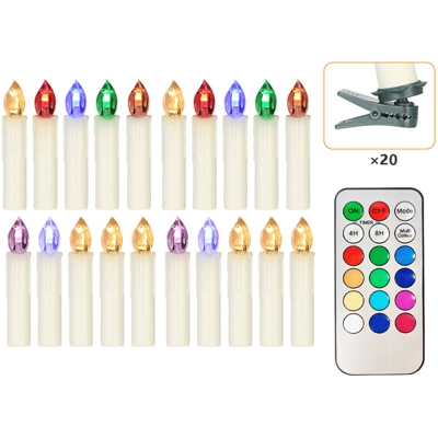 Candela elettronica natalizia 20 pezzi candela di simulazione dell'illuminazione che cambia colore con telecomando a 18 tasti (batteria incorporata)