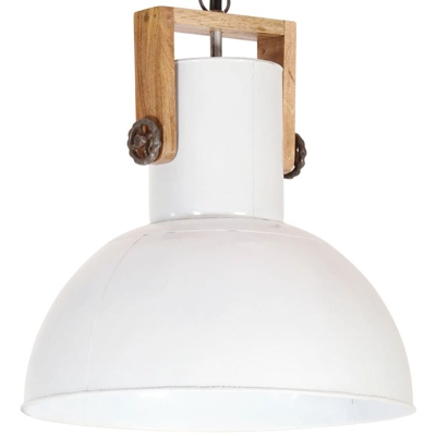YOUTHUP Lampada Soffitto Industriale 25 W Bianca Rotonda in Mango 42cm - Bianco