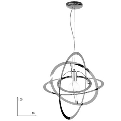 I-ATOM / S1 CR - Lampadario sospeso cromato con anelli intrecciati 60 watt E27