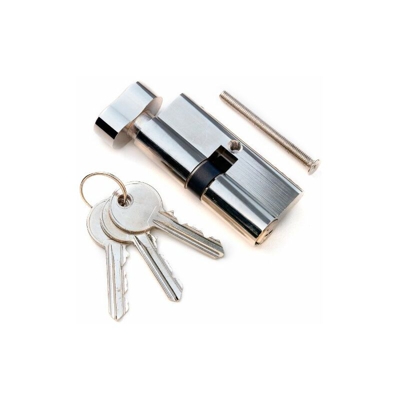 BH00444 Serratura a Cilindro Europeo con Manopola di Chiusura, Bianco, 40 x 45 mm/85 mm - Bulk Hardware