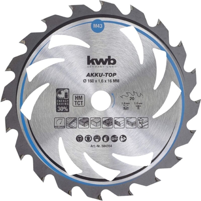 584354 Lama circolare in metallo duro 160 x 16 x 1 mm Numero di denti: 20 1 pz. - KWB