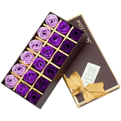 18 pezzi profumato bagno fiore bagno sapone per il corpo petali di rosa in confezione regalo (viola) - Langray en oferta