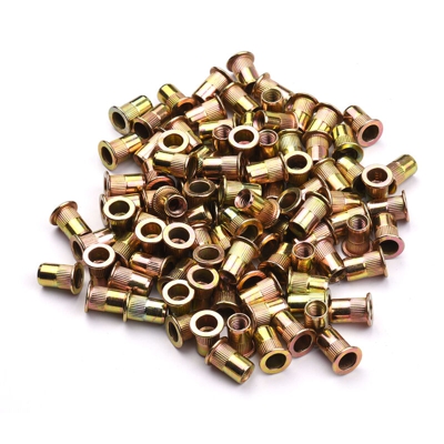 100 pezzi di dadi per rivetti ciechi in acciaio inossidabile M6, tappi di estrazione in zinco di colore, testa piatta, dadi per rivetti a grana