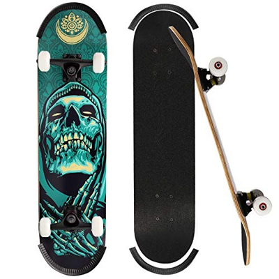 ioutdoor Completo Skateboard 31’’ x 8’’ per Principianti, con Cuscinetti a Sfera ABEC-7 e 7 Strati in Legno d'Acero Canadese, Carico 220 Libbre, con S