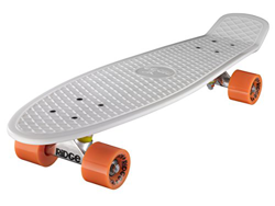 Ridge Skateboard 69 cm 27 inch Nickel Cruiser Retro Stil M Rollen Komplett Fertig Montiert, Unisex, Bianco/Arancione características