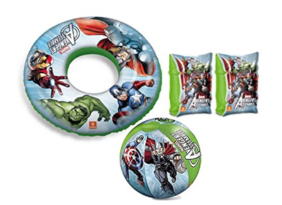 Set N 1 Accessori GONFIABILI Avengers Assemble Ciambella + BRACCIOLI + Palla